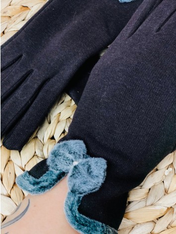 Dámske hnedé rukavice s mašľou