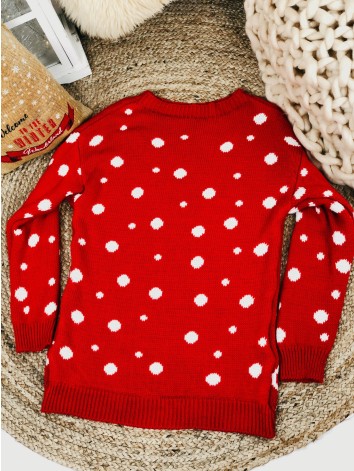 Vianočný dámsky sveter so snehuliakom červený
