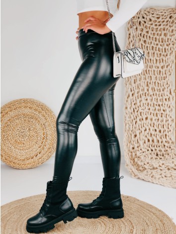 Dámske čierne lesklé legíny