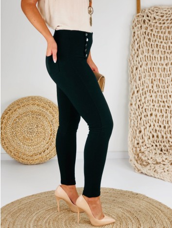 Čierne legínové nohavice s gombíkmi