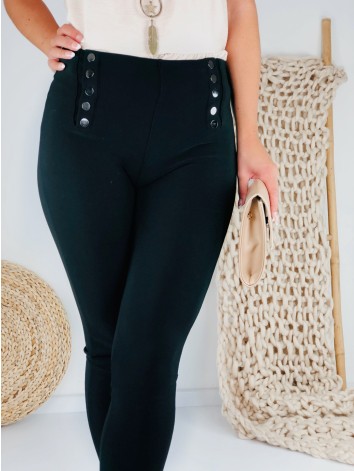 Čierne legínové nohavice s gombíkmi