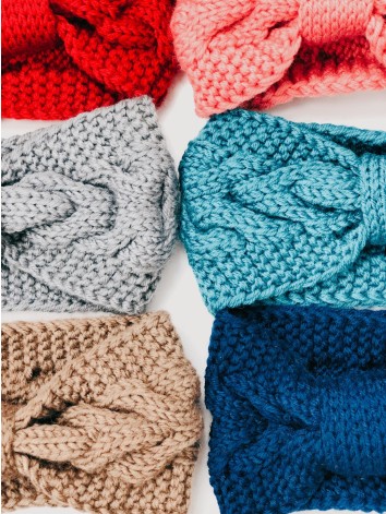 Dámska sivá pletená čelenka