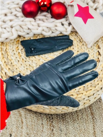 Dámske kombinované sivé rukavice