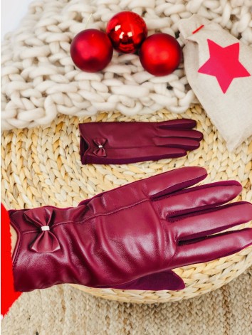 Dámske kombinované bordové rukavice