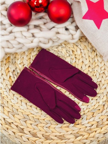 Dámske kombinované bordové rukavice