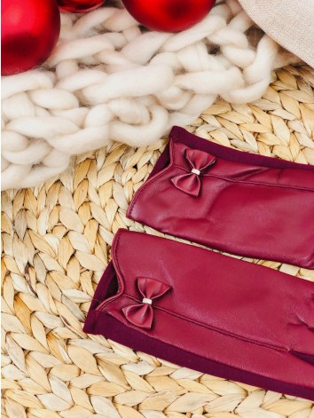 Dámske kombinované bordové rukavice