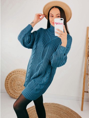 Dámske modré pletené šaty