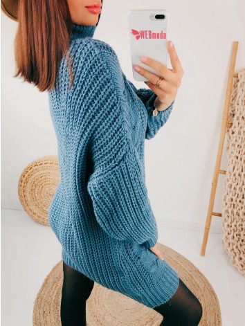 Dámske modré pletené šaty