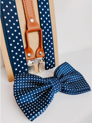 Pánske modré traky + motýlik