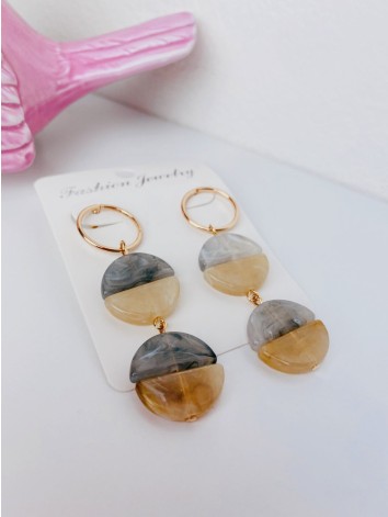 Dámske sivo-béžové mramorové náušnice