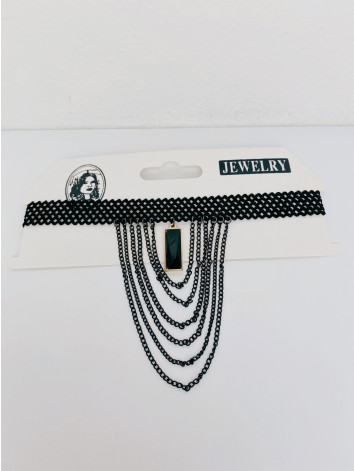 Dámsky čierny reťazový náhrdelník - Choker