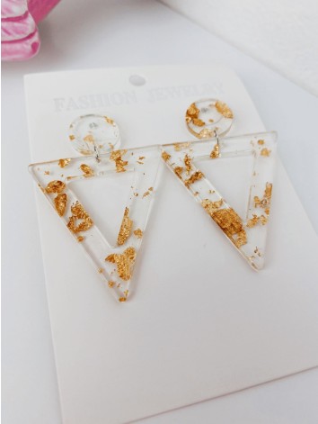 Dámske priehľadné náušnice s kúskami zlata