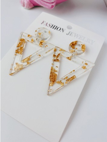 Dámske priehľadné náušnice s kúskami zlata