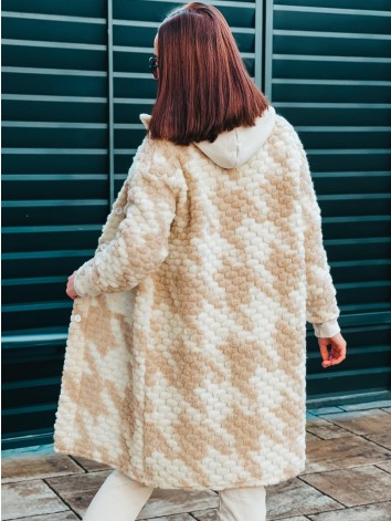 Dlhý prechodný košeľový kabát - béžový