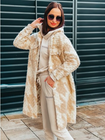 Dlhý prechodný košeľový kabát - béžový