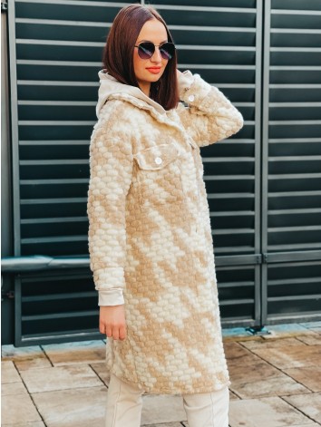 Dlhý prechodný košeľový kabát - béžový