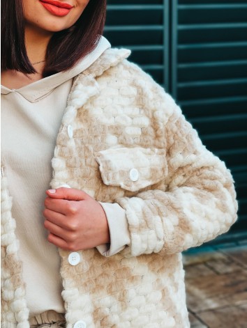 Dlhý prechodný košeľový kabát - béžový