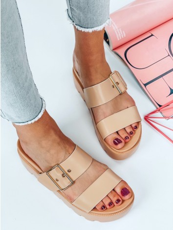 Béžové šľapky na platforme Suera