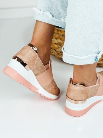 Elegantné ružové naťahovacie tenisky na platforme