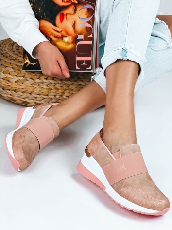 Elegantné ružové naťahovacie tenisky na platforme