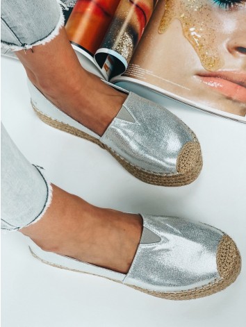 Dámske strieborné espadrilky
