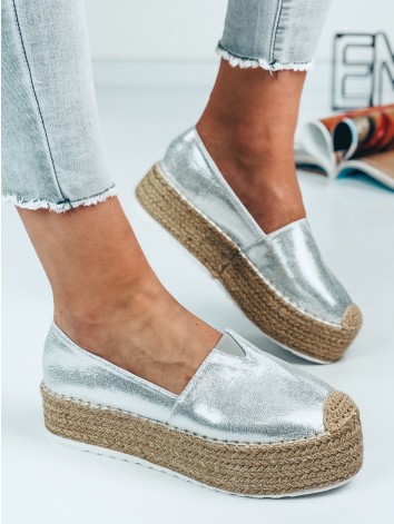 Dámske strieborné espadrilky