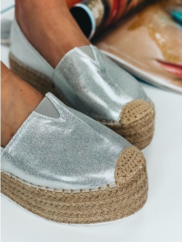 Dámske strieborné espadrilky