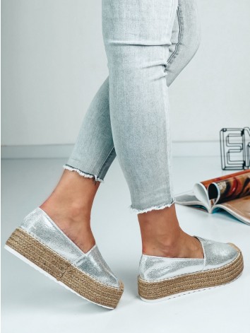 Dámske strieborné espadrilky