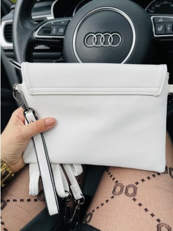 Dámska listová/crossbody biela kabelka