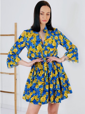 Dámske modré kvetované šaty Mella