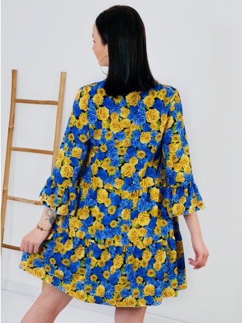 Dámske modré kvetované šaty Mella
