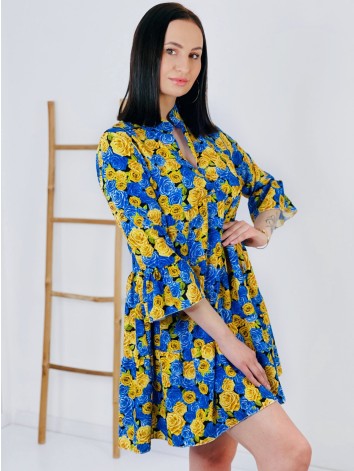 Dámske modré kvetované šaty Mella