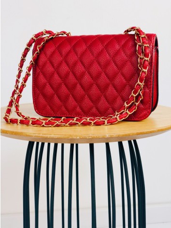 Červená malá kabelka s reťazou