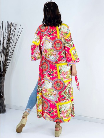 Dlhé saténové ružové kimono