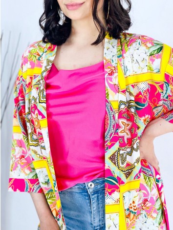 Dlhé saténové ružové kimono