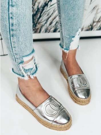 Dámske strieborné espadrilky Chamela