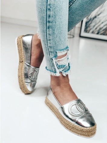 Dámske strieborné espadrilky Chamela