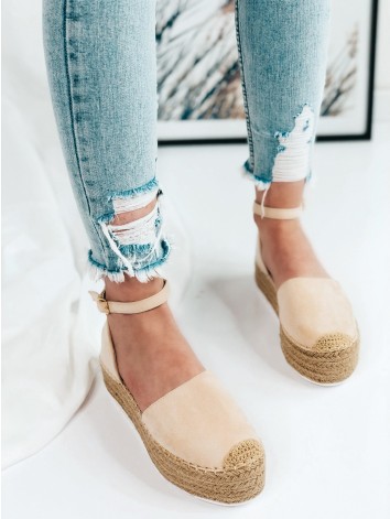 Dámske béžové espadrilky na platforme