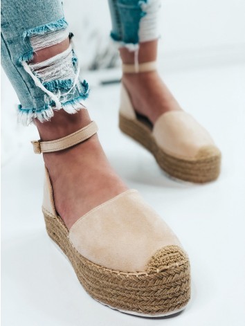 Dámske béžové espadrilky na platforme
