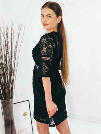 Dámske čierne čipkované šaty