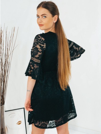 Dámske čierne čipkované šaty