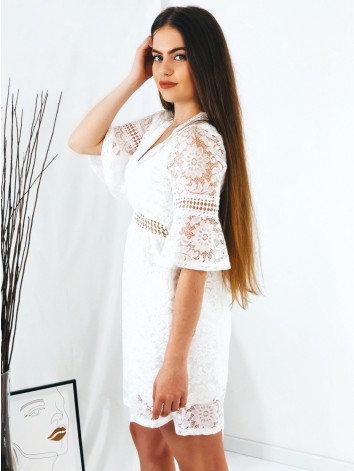Dámske biele čipkované šaty