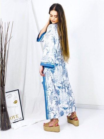 Dlhé modré kimono s opaskom Astra