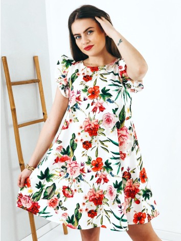 Biele kvetované šaty s volánmi