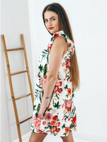 Biele kvetované šaty s volánmi