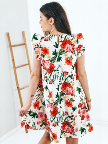 Biele kvetované šaty s volánmi