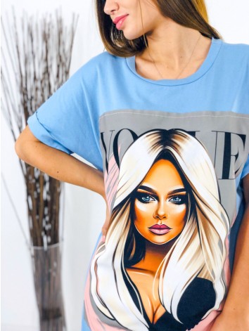 Dámske svetlo-modré tričkové šaty Vogue