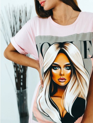 Dámske svetlo-ružové tričkové šaty Vogue