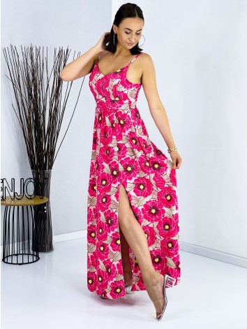 Dámske dlhé ružové šaty s viazním na chrbte