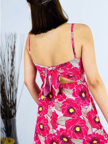 Dámske dlhé ružové šaty s viazním na chrbte